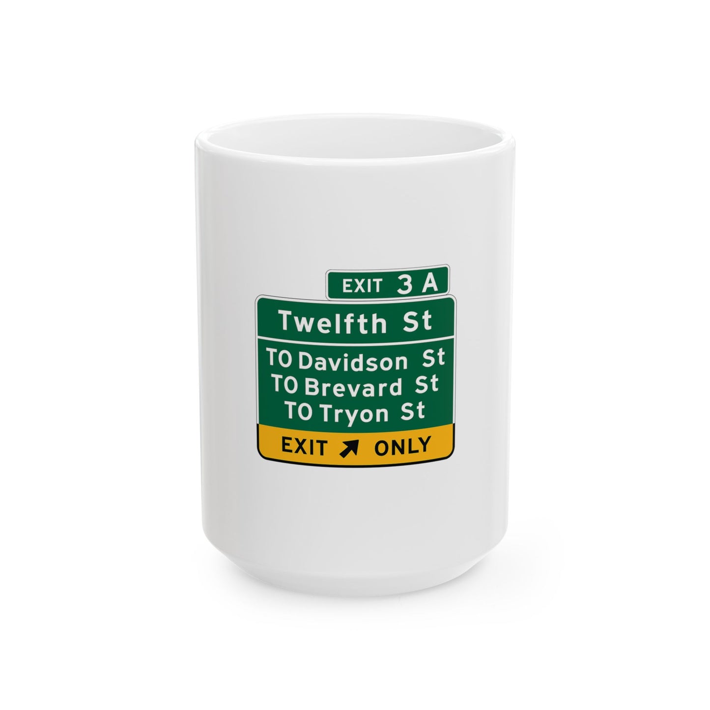 Uptown Charlotte I-277 Exit 3A Ceramic Mug, (11oz, 15oz)