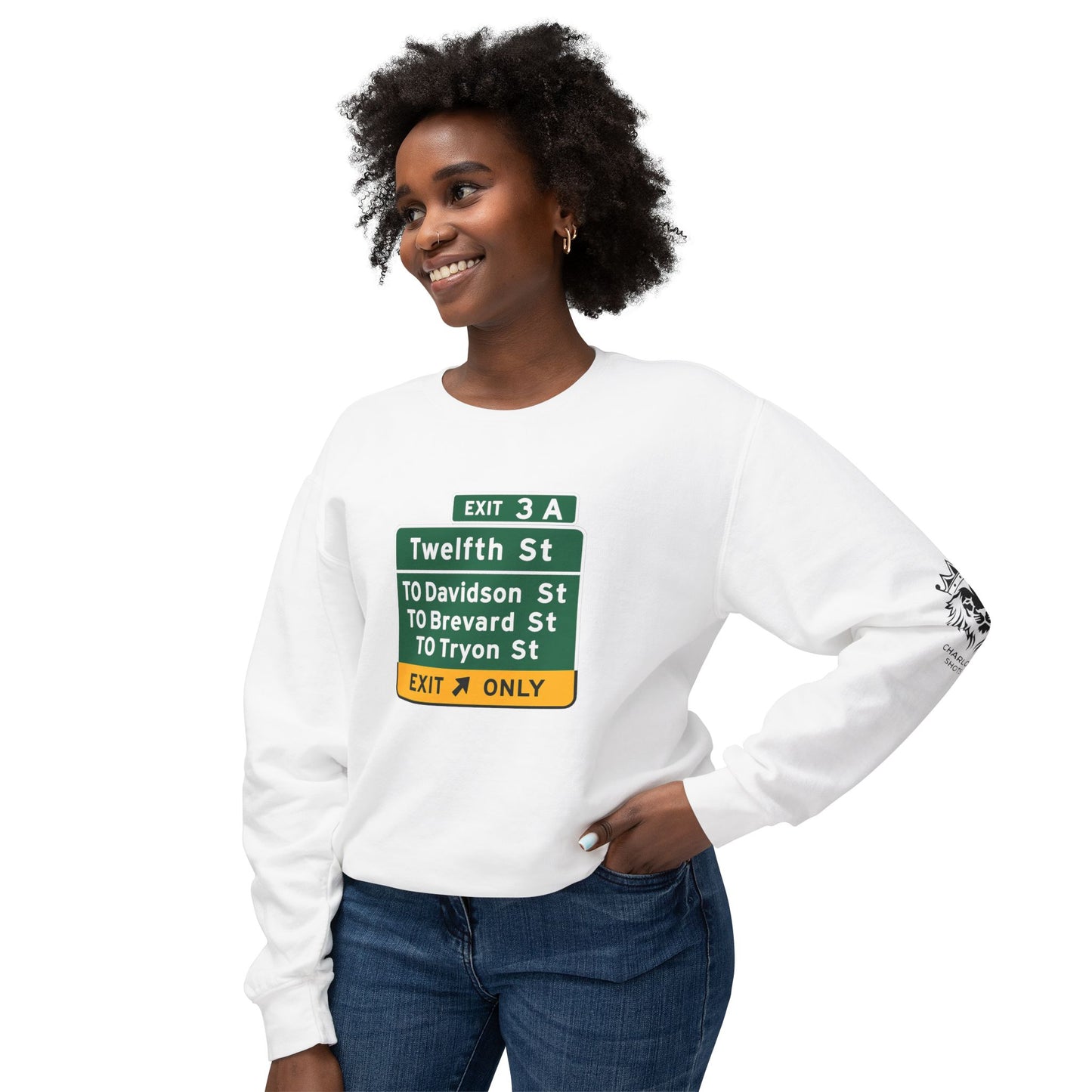 Uptown Charlotte - I-277 Exit 3A Unisex Lightweight Crewneck Sweatshirt