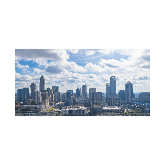 Charlotte Skyline Canvas — Uptown Skyline Under Clouds